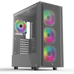 PowerBoost X-12B USB 3.0 Mesh 4 x ARGB Fanlı Siyah Kasa (PSU Yok)