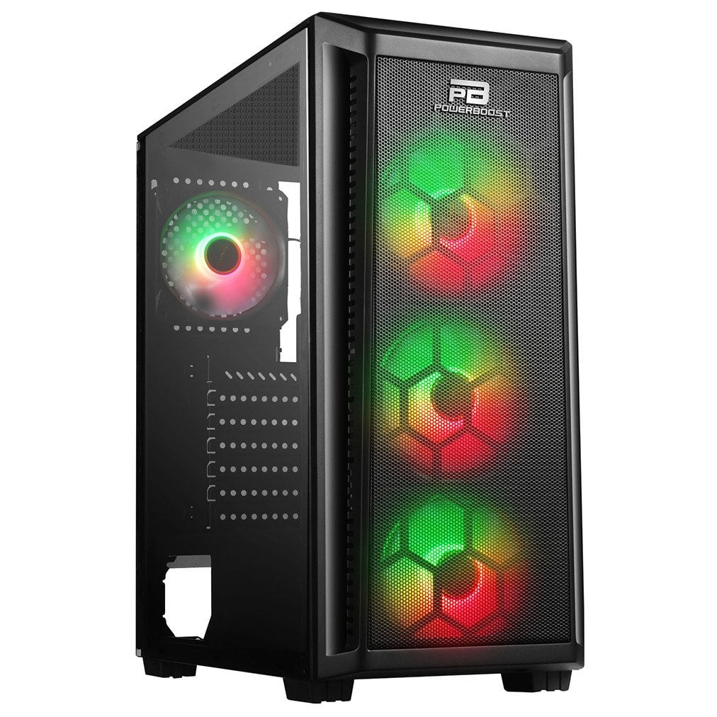 PowerBoost PB-T001BB 750w 80+ Bronze Full Siyah Mesh Panel RGB fan kasa
