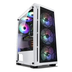 PowerBoost PB-T001BW Full Beyaz Mesh Panel RGB fan kasa  (PSU Yok)