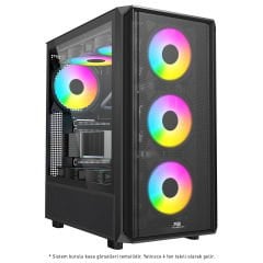 PowerBoost PB-P3602BB 850w 80+ Bronze USB 3.0 ATX Mesh ARGB Fanlı Siyah Kasa