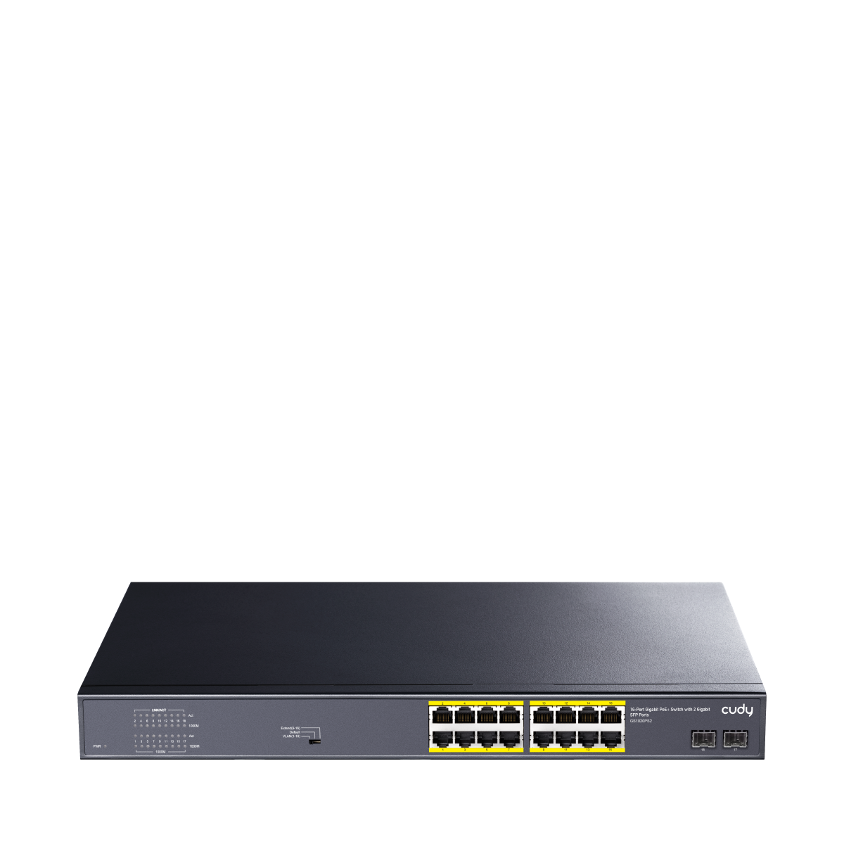 Cudy GS1020PS2 16 Port 10/100/1000Mbps 2*SFP VLAN&Extend 200W 19'' Rock-Mount POE+ Ethernet Switch