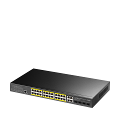 Cudy GS2028PS4-300W 24 Port GE 4*1G SFP&RJ45 Combo 19'' 1U Çelik Layer2 Yönetilebilir POE+ Switch