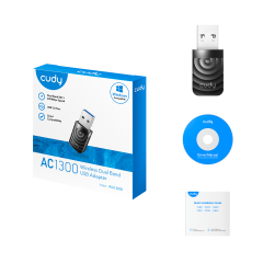 Cudy WU1300S AC1300 2.4GHz/5GHz 1300Mbps Wi-Fi 5 2dBi Dahili Anten Kablosuz USB3.0 Wi-Fi Adaptör