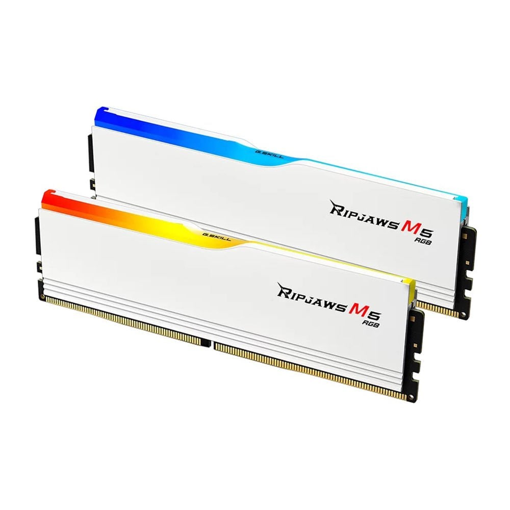 GSKILL Ripjaws M5 Beyaz RGB DDR5-6000Mhz CL36 32GB (2x16GB) (36-48-48-96) 1.25V Dual Bellek Kiti