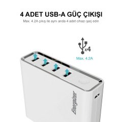 Energizer Ultimate XP20001PD 20000mAh 4x Output / Dual Input Ultra Hızlı Taşınabilir Şarj Cihazı + Type-C Laptops