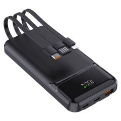 PowerBoost NIGHT 125B 10000mAh 22.5W Dahili Kablolu LCD Siyah Taşınabilir Şarj Cihazı Powerbank