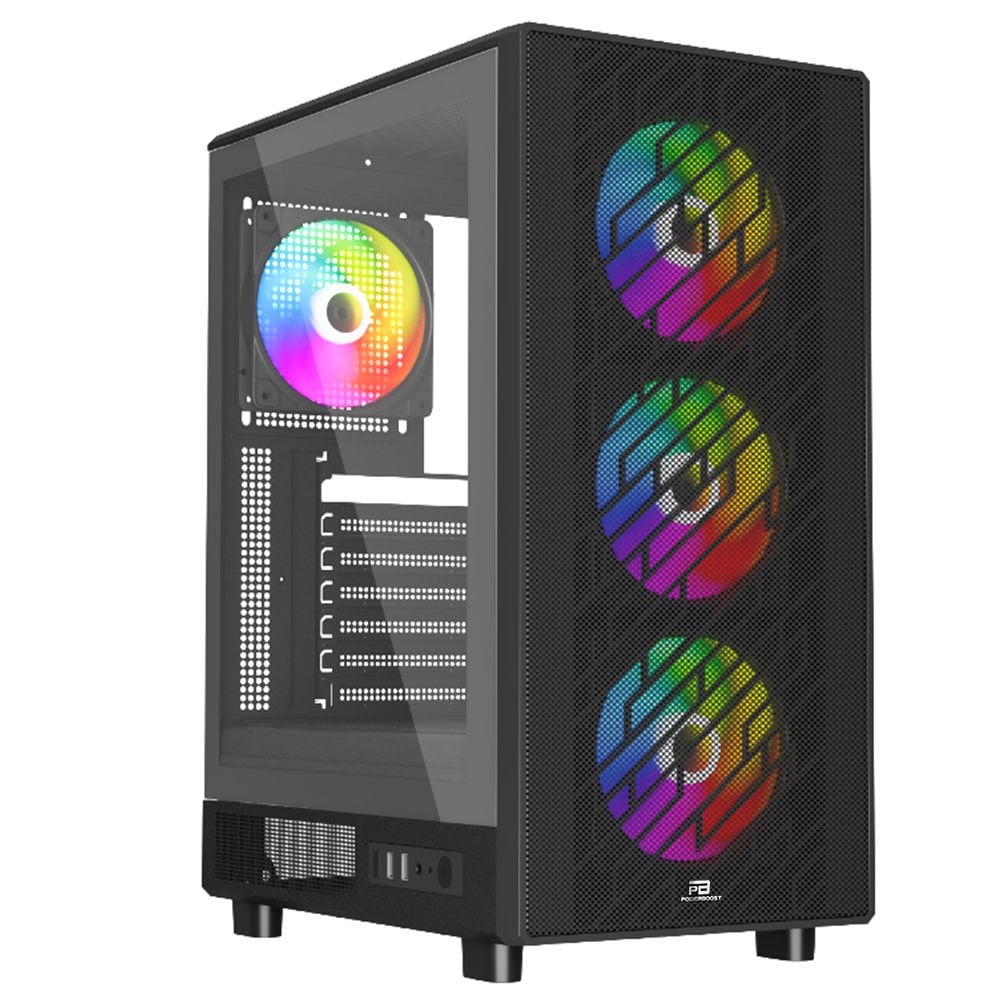 PowerBoost A700B 750W 80+ BRONZE ATX USB 3.0 Rainbow Fanlı Mesh Gaming Siyah Kasa