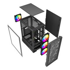 PowerBoost A700B 750W 80+ BRONZE ATX USB 3.0 Rainbow Fanlı Mesh Gaming Siyah Kasa