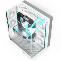 PowerBoost ECLIPSE 8*ARGB Fan Triple Temperli Cam Type-C Ahşap Mid-T Seaview ATX Gaming Beyaz Kasa