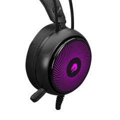 GameBooster  Rebel H12 7 Renk RGB Aydınlatmalı  Kısa Mikrofonlu Siyah oyuncu kulaklığı