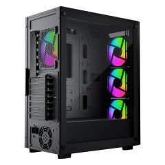 GameBooster RAIDER E651B 650W 80+ WHITE USB 3.0 Mesh 4*Rainbow Fanlı Mid-T E-ATX Gaming Siyah Kasa