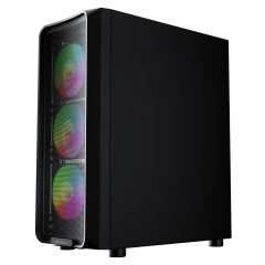 GameBooster ROUND A650B 600W USB 3.0 Mesh 4*Rainbow Fanlı Mid-T ATX Gaming Siyah Kasa