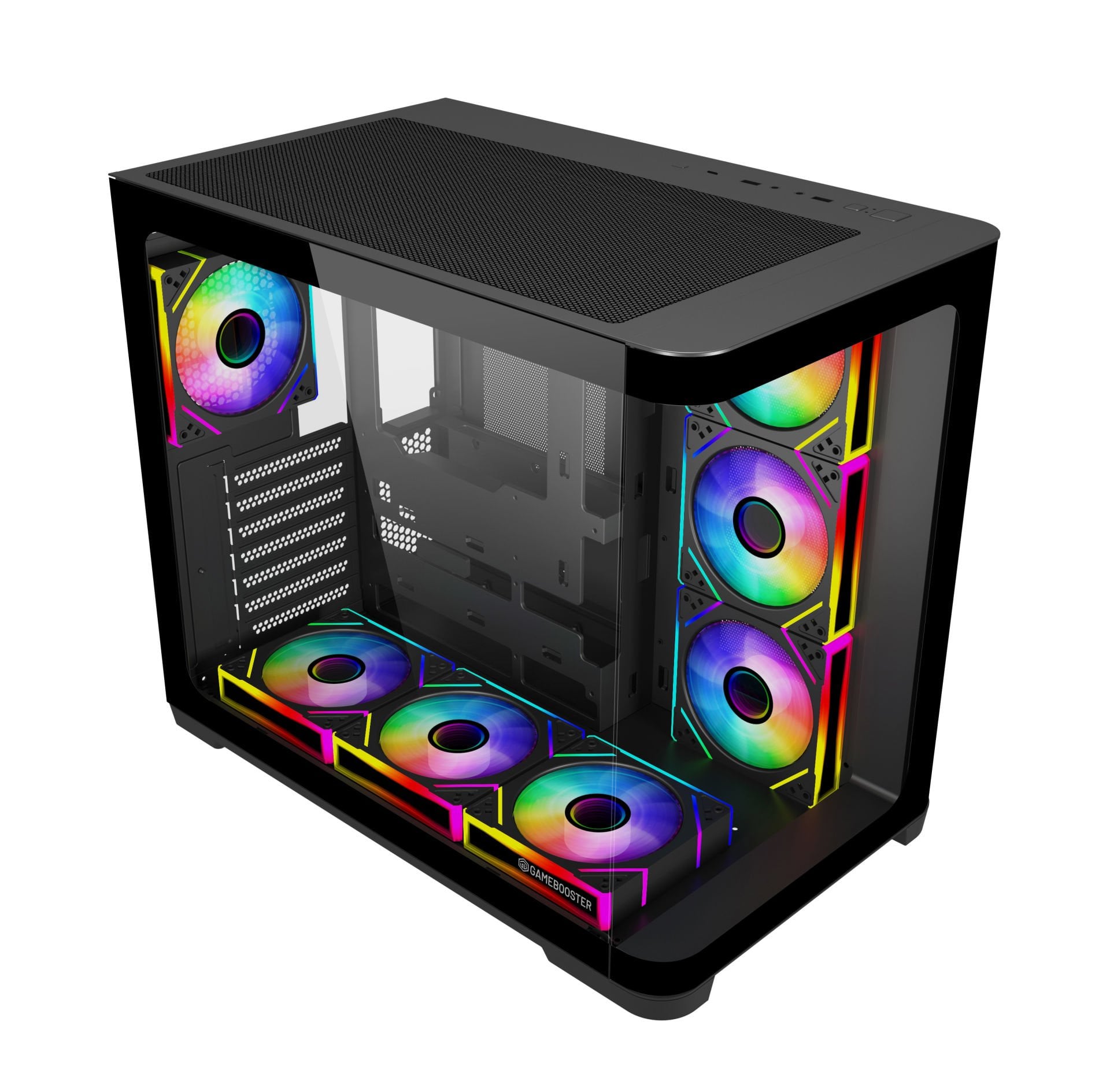 GameBooster GB-G2852B Curved Temperli Camlı Type-C 3.1 7*12cm ARGB Fan Seaview ATX Gaming Siyah Kasa