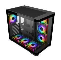 GameBooster GB-G2852B Curved Temperli Camlı Type-C 3.1 7*12cm ARGB Fan Seaview ATX Gaming Siyah Kasa