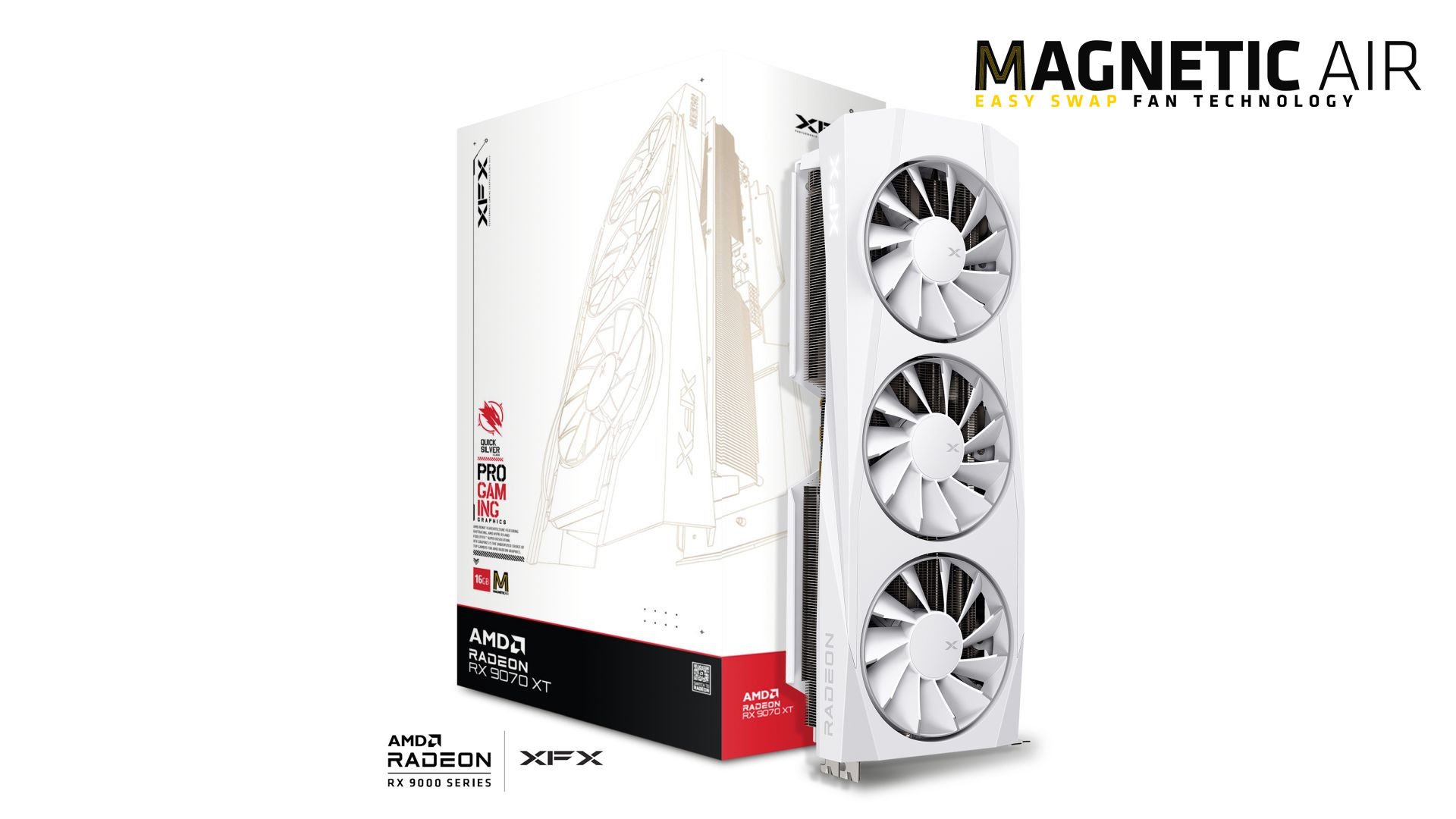 XFX QUICKSILVER RADEON RX 9070 XT MAGNETIC AIR WHITE 16GB GDDR6 256Bit AMD Ekran Kartı