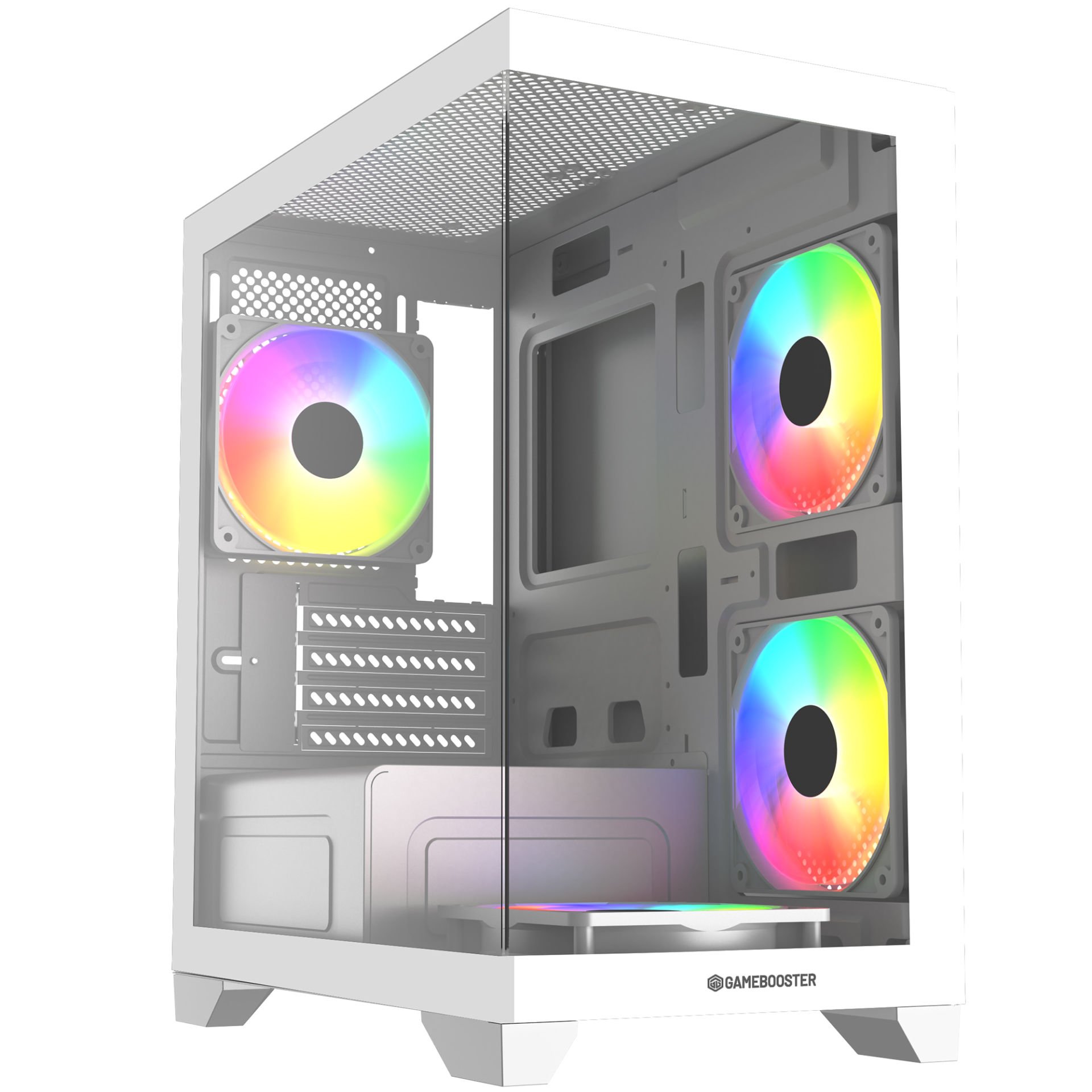 GameBooster M6001W 600W 4*Rainbow Fan Mid-T M-ATX SeaView Gaming Beyaz Kasa