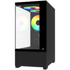 PowerBoost M5001B 500W 3*12cm Rainbow Fanlı USB 3.0 Seaview M-ATX Gaming Siyah Kasa