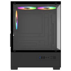 PowerBoost M5001B 500W 3*12cm Rainbow Fanlı USB 3.0 Seaview M-ATX Gaming Siyah Kasa