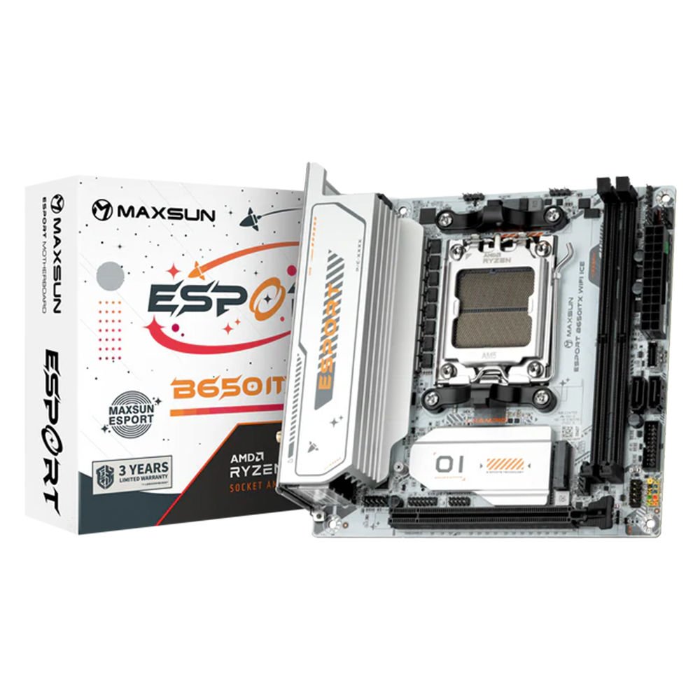 Maxsun eSport B650ITX WIFI ICE AM5 DDR5 8000Mhz M.2 HDMI Itx AMD Anakart Beyaz