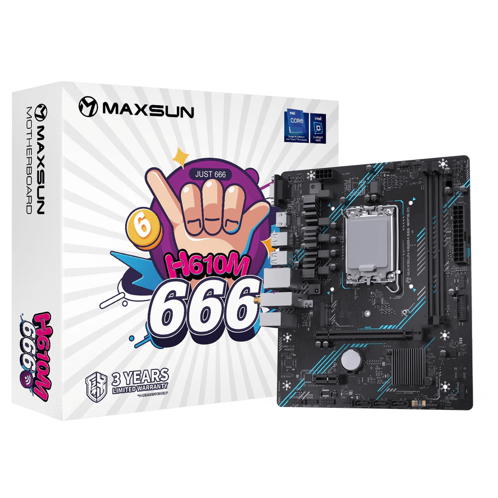 Maxsun H610M 666 WIFI LGA1700 DDR5 6000 Mhz M.2 HDMI mAtx Intel Anakart