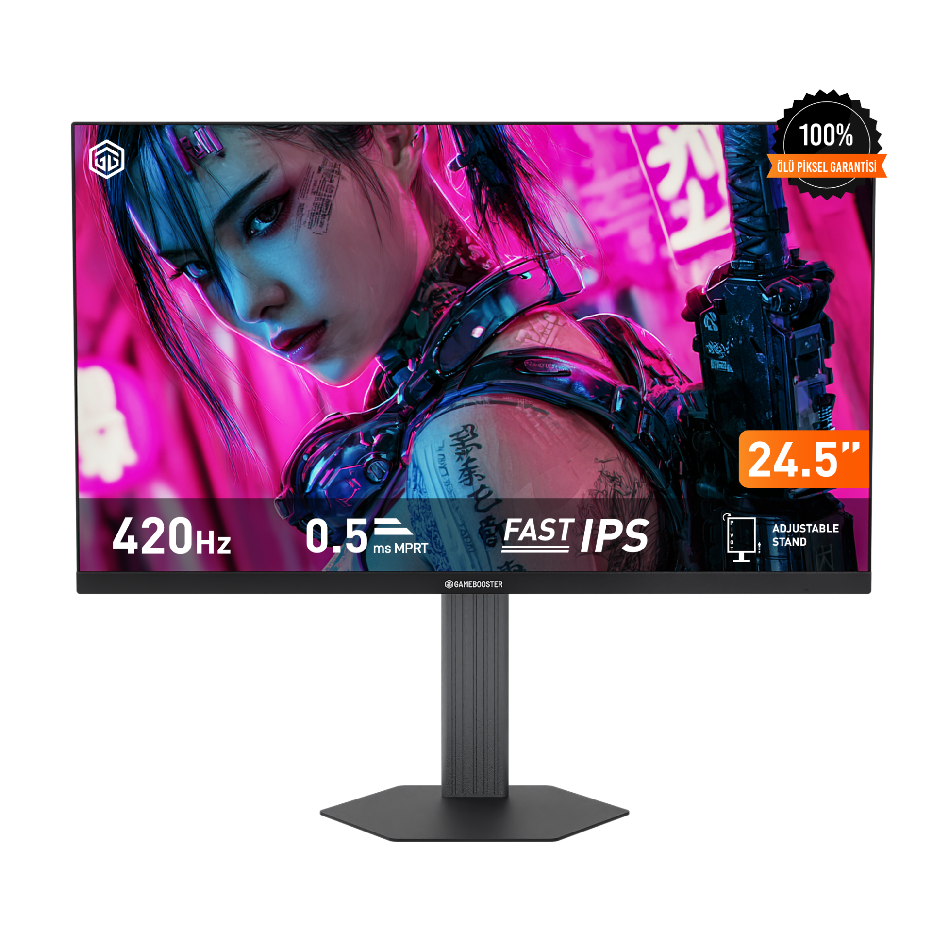 GameBooster ATLAS EF42 24.5'' 420Hz FHD Fast IPS 0.5ms 2*HDMI + 2*DP HDR400 Hoparlörlü Pivot Flat Gaming Monitör