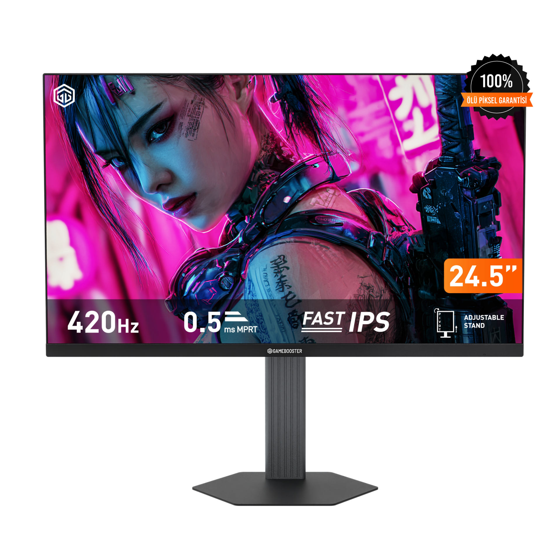 GameBooster ATLAS EF42 24.5'' 420Hz FHD Fast IPS 0.5ms 2*HDMI + 2*DP HDR400 Hoparlörlü Pivot Flat Gaming Monitör