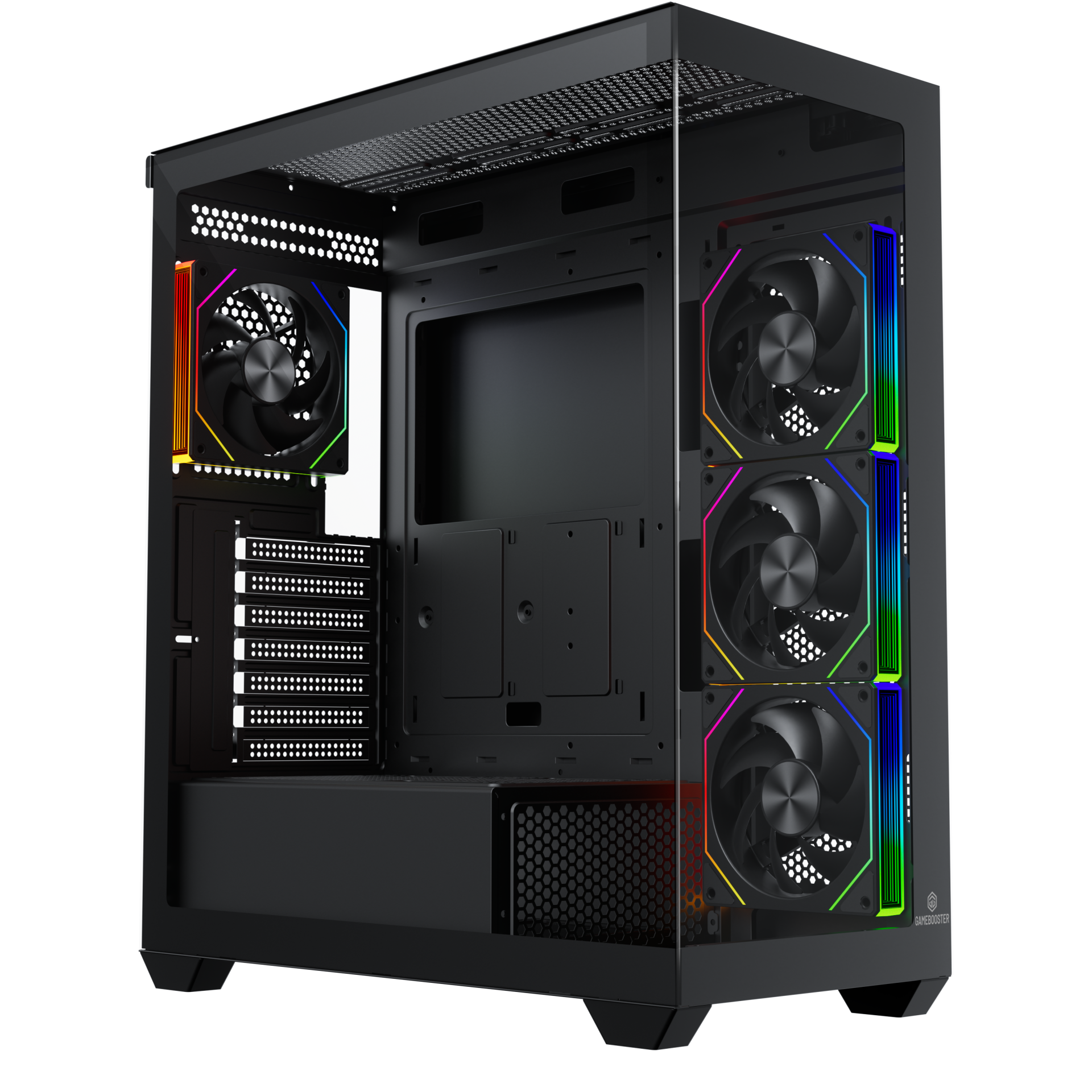 GameBooster NYVRA FALCON 750w 80+ Bronze ATX APFC 3.1 PCI-E 5.1 4*ARGB PWM Fan ATX Tower SeaView Gaming Siyah Kasa