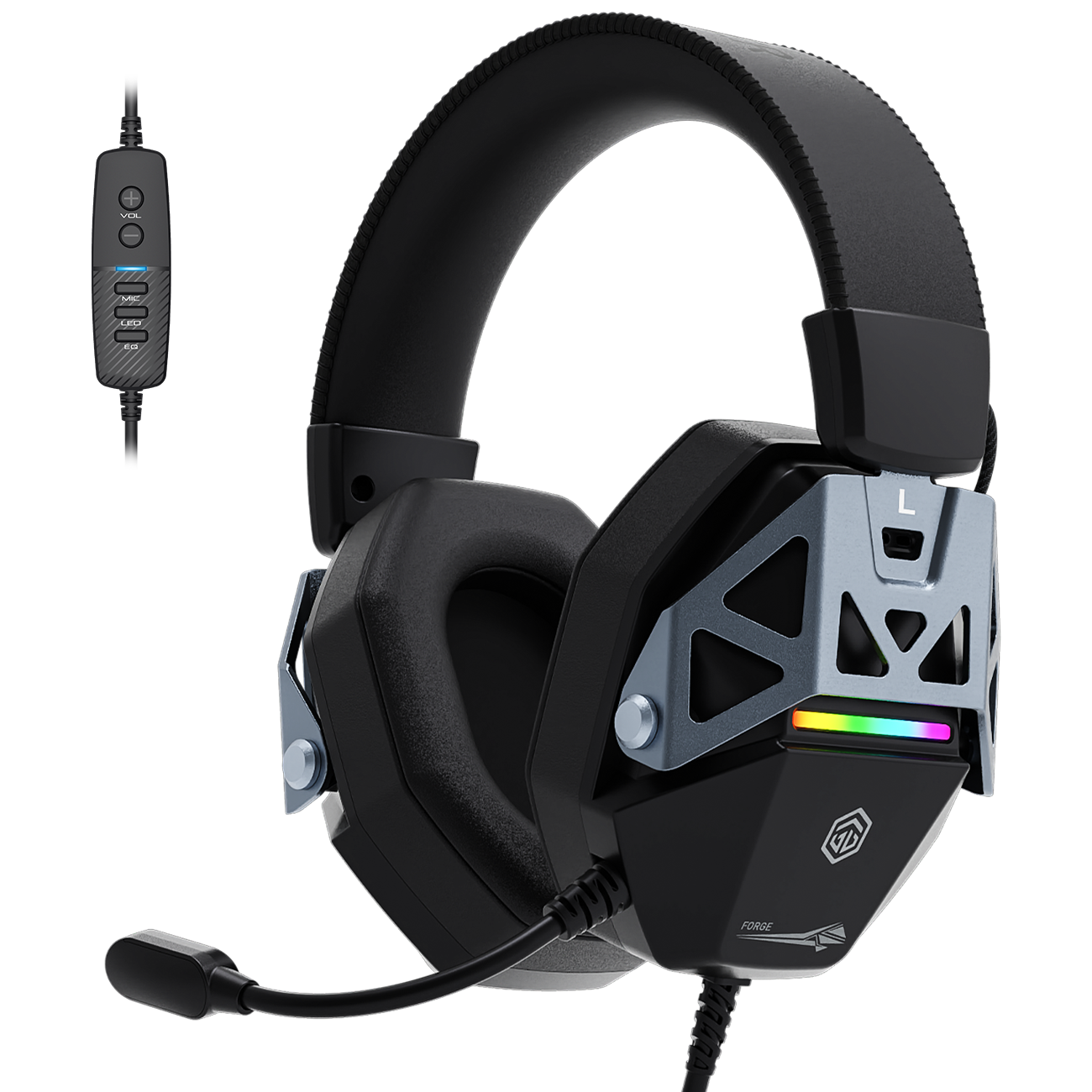 Gamebooster Forge RGB Virtual 7.1 Surround ENC Siyah Gaming Kulaklık