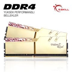GSKILL Trident Z Royal Gold RGB DDR4-3600Mhz CL14 32GB (2X16GB) DUAL (14-14-14-34) 1,45V Bellek Kiti