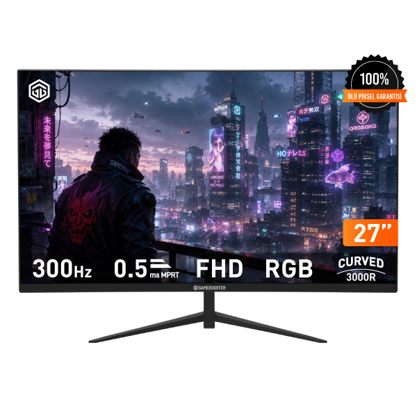 GameBooster LYRIS FF30 27'' 300Hz FHD VA Panel 0.5ms HDMI+DP HDR RGB Curved Gaming Monitör