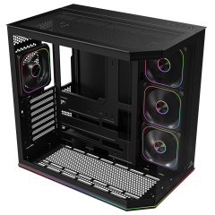 GameBooster NYVRA SYNC EDGE 4*ARGB PWM ARGB Şerit SeaView Siyah Gaming Kasa (PSU YOK)