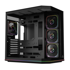 GameBooster NYVRA SYNC EDGE 4*ARGB PWM ARGB Şerit SeaView Siyah Gaming Kasa (PSU YOK)