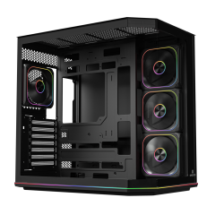GameBooster NYVRA SYNC EDGE 4*ARGB PWM ARGB Şerit SeaView Siyah Gaming Kasa (PSU YOK)