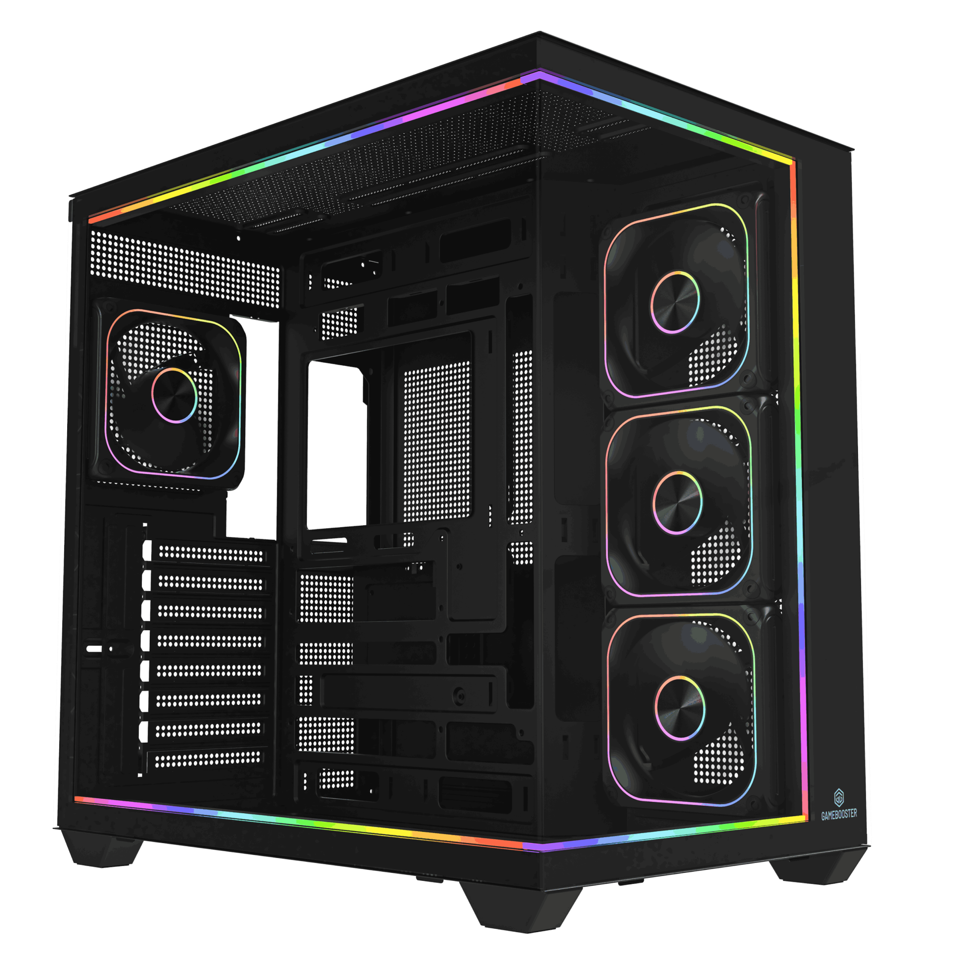 GameBooster NYVRA SYNC CORE 4*ARGB PWM ARGB Şerit SeaView Siyah Gaming Kasa (PSU YOK)