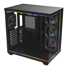 GameBooster NYVRA SYNC CORE 4*ARGB PWM ARGB Şerit SeaView Siyah Gaming Kasa (PSU YOK)