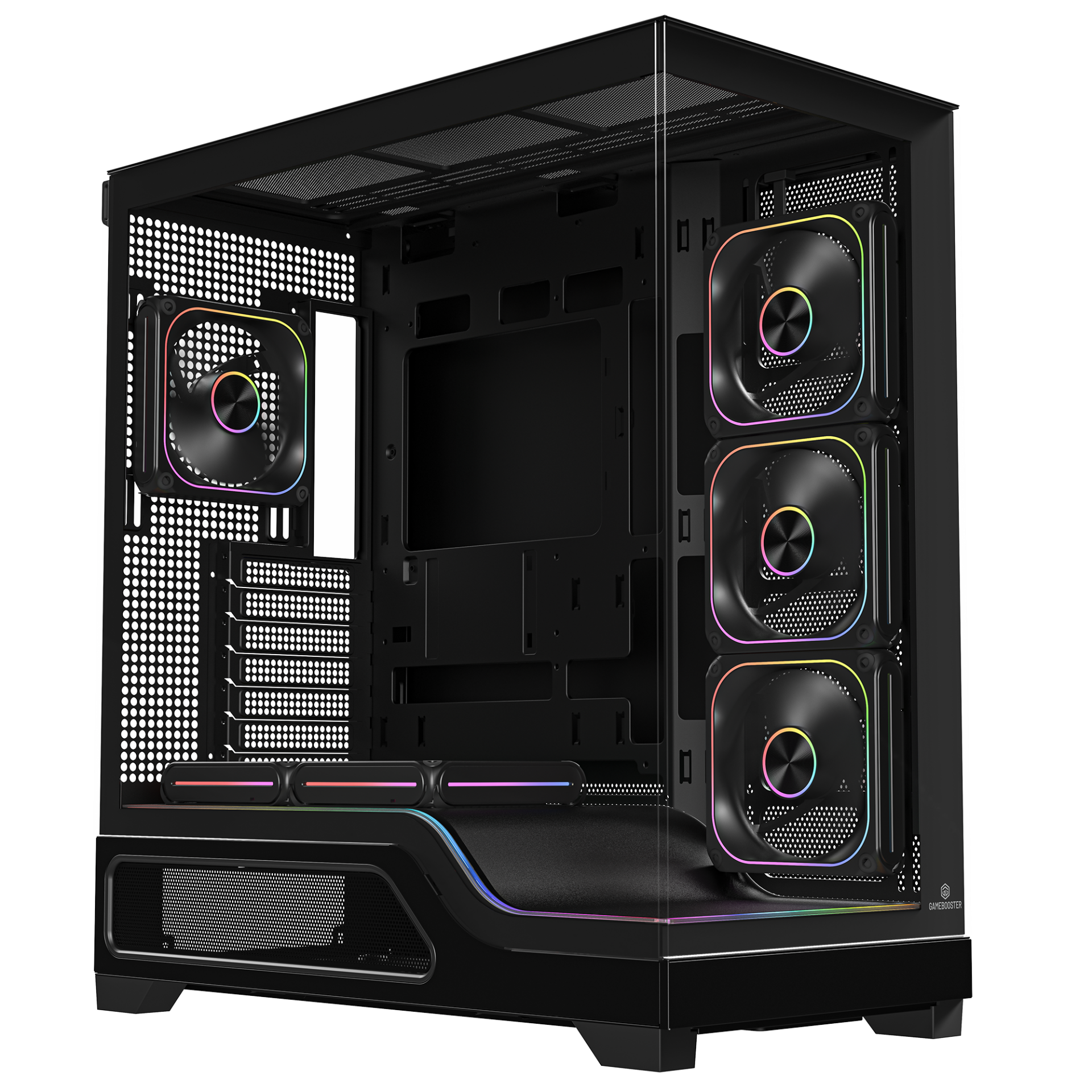 GameBooster NYVRA SYNC ELITE Type-C 6*ARGB PWM Fan ATX Tower ARGB Şerit SeaView Siyah Gaming (NO PSU