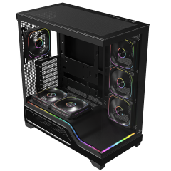 GameBooster NYVRA SYNC ELITE Type-C 6*ARGB PWM Fan ATX Tower ARGB Şerit SeaView Siyah Gaming (NO PSU
