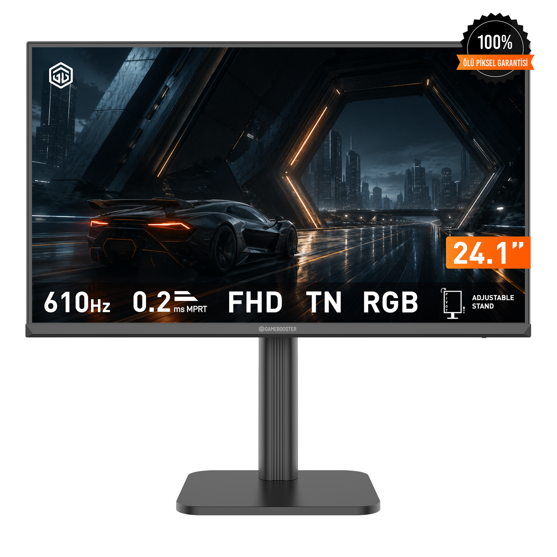 GameBooster ELITRA EF60 24.1'' 610Hz  0.2ms FHD TN 2*HDMI+2*DP HDR10 Speaker Pivot RGB Gaming Monitör